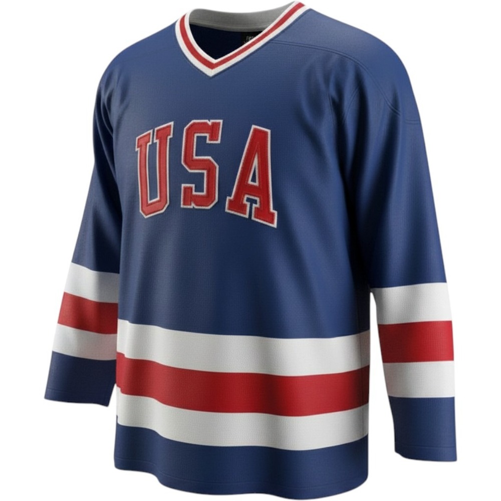 OGJ USA Hockey Jersey Mens S Blue O'Callahan 17 USA Olympic Style Retro Prep